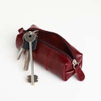 Ключница карманная на молнии, TEXTURA, длина 12,5 см, кольцо, цвет бордовый