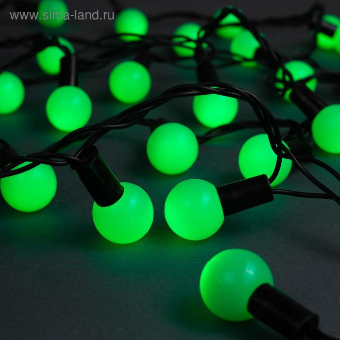 Гирлянда &laquo;Нить&raquo; 10 м с насадками &laquo;Шарики 2.5 см&raquo;, IP44, тёмная нить, 100 LED, свечение зелёное, 8 режимов, 220 В