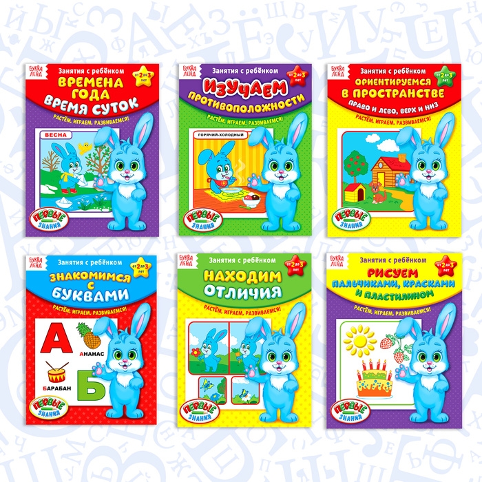 Обучающие книги &laquo;Полный годовой курс. Серия от 2 до 3 лет&raquo;, 6 книг по 16 стр., в папке