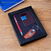 Набор подарочный 3в1 (ручка, брелок, визитница) микс