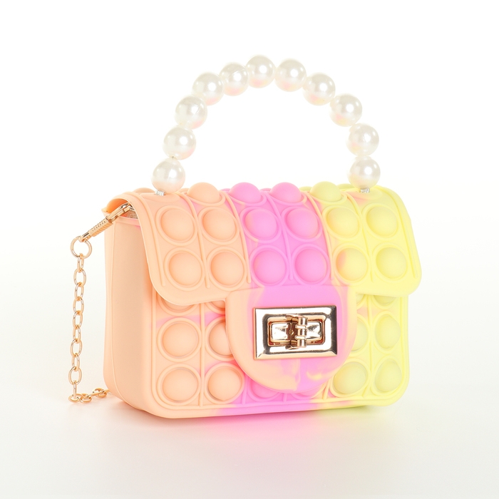 Сумка детская для девочки на замке «Выбражулька», pop it, цвет бежевый/розовый/жёлтый Сумка детская для девочки на замке «Выбражулька», pop it, цвет бежевый/розовый/жёлтый