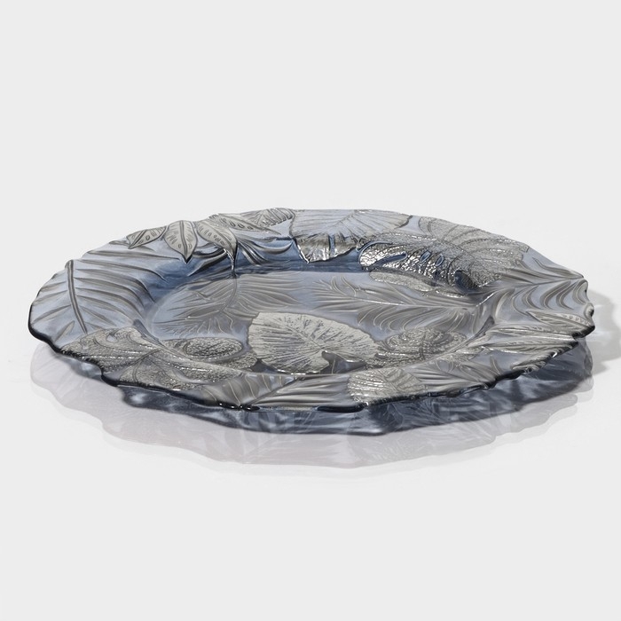 Тарелка стеклянная &laquo;Арабис&raquo;, d=33 см, цвет голубой