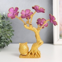 Сувенир от сглаза "Цветущее дерево. Филин со слитком золота" золото, фуксия 14,2х5,6х18,5 см 93587 Сувенир от сглаза "Цветущее дерево. Филин со слитком золота" золото, фуксия 14,2х5,6х18,5 см 93587