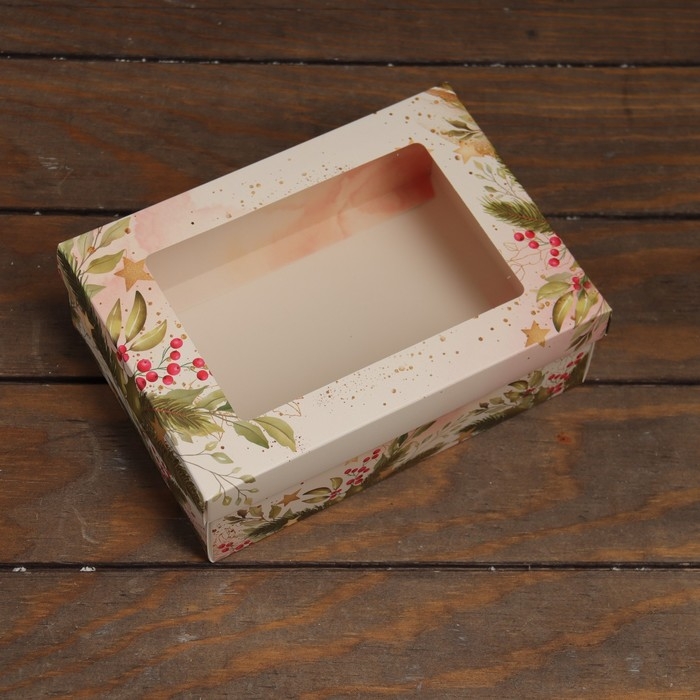 Новый год. Коробка подарочная новогодняя складная, крышка-дно, с окном Новый год. Коробка подарочная новогодняя складная, крышка-дно, с окном "Коробка счастья" 21 х 15 х 7 см