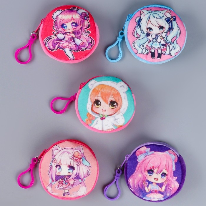 Кошелёк детский "Аниме", плюшевый, цвет МИКС