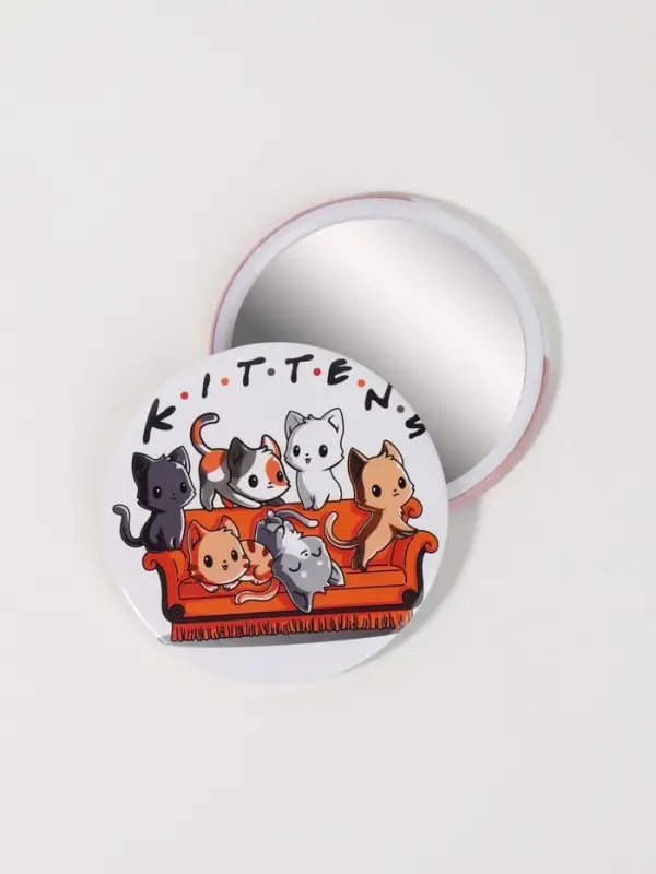 Зеркало карманное KITTENS, d=7 см, разноцветное