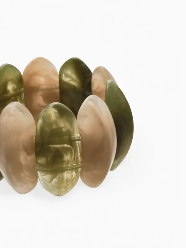 Браслет манжет акрил "Тренд", цвет бежево-злёный