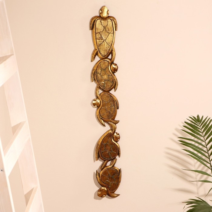 Панно дерево "Золотые черепашки" 96х16х1,5 см