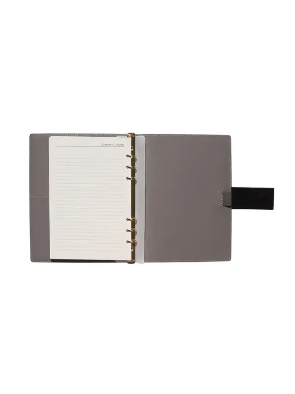 Органайзер на кольцах, А5, с хлястиком, 80л, линия, к/зам, Черный