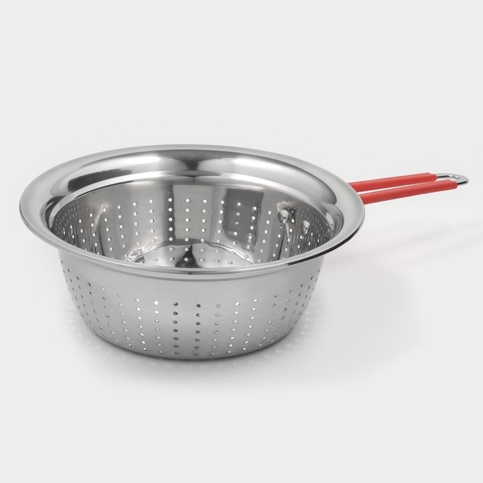 Дуршлаг из нержавеющей стали с ручкой &laquo;Эдвин&raquo;, 39&times;24&times;9 см, цвет ручки МИКС