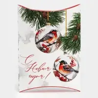 Коробка новогодняя складная фигурная &laquo;Снегири&raquo;, 26 х 19 х 4 см