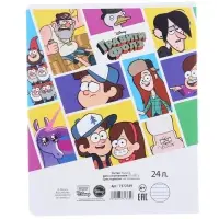 Тетрадь в линейку 24 листа, 5 видов МИКС, обложка мелованный картон, &laquo;Гравити Фолз&raquo;