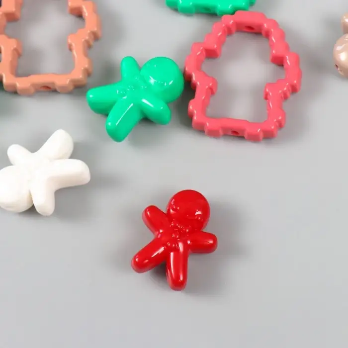 Бусина для творчества пластик "Печенка-конструктор" МИКС 3,1х2,8х0,7 см