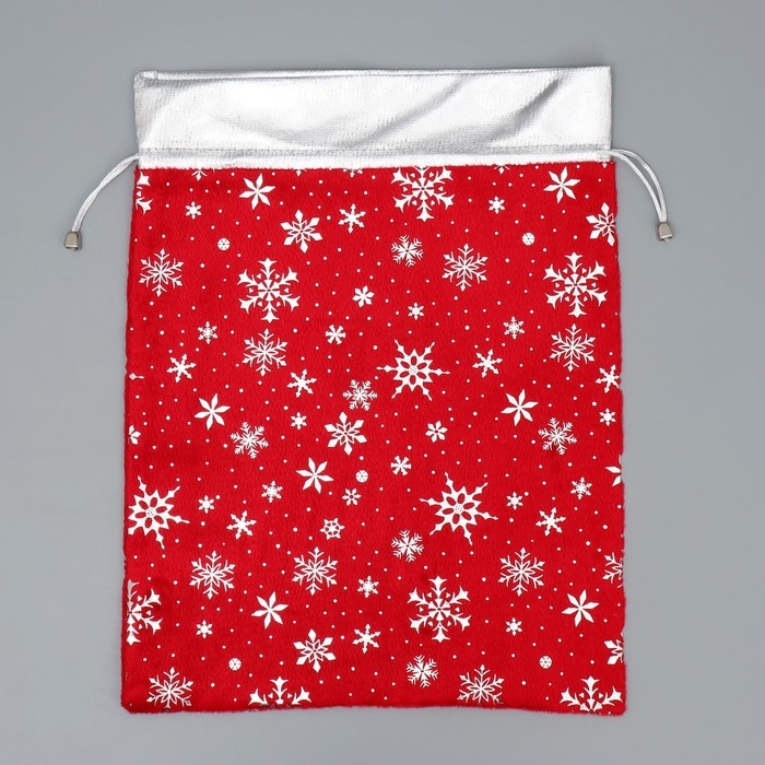Мешочек подарочный плюш «Снег и солнце», снежинки, тиснение, 30 х 40 см +/- 1.5 см, Новый год Мешочек подарочный плюш «Снег и солнце», снежинки, тиснение, 30 х 40 см +/- 1.5 см, Новый год