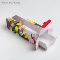 Коробка для макарун, кондитерская упаковка &laquo;8 марта&raquo;, 5.5 х 18 х 5.5 см