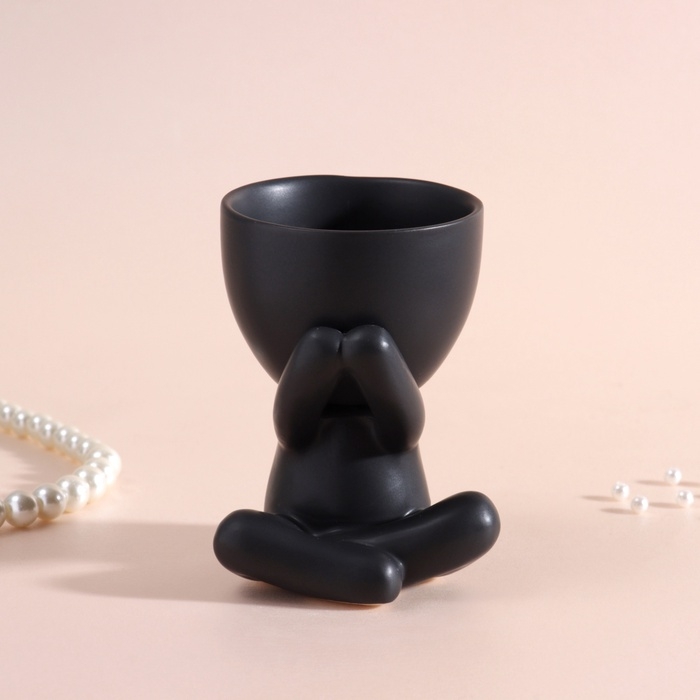 Предмет интерьера Предмет интерьера "Мистер Грин" любитель тишины 9,8*6,7*8 черный керамика