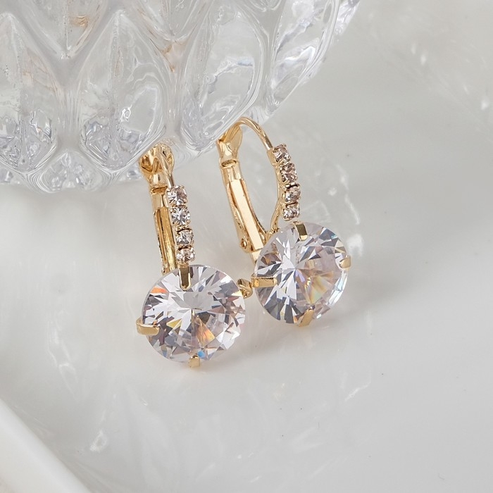 Серьги «Циркония» мини, круг, цвет белый в золоте Серьги «Циркония» мини, круг, цвет белый в золоте