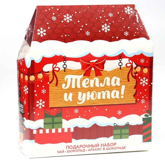 Новый год! Подарочный набор &laquo;Тепла и уюта&raquo; : чай чёрный: имбирный пряник, 50 г., шоколад молочный, 27 г., арахис в глазури 100 г