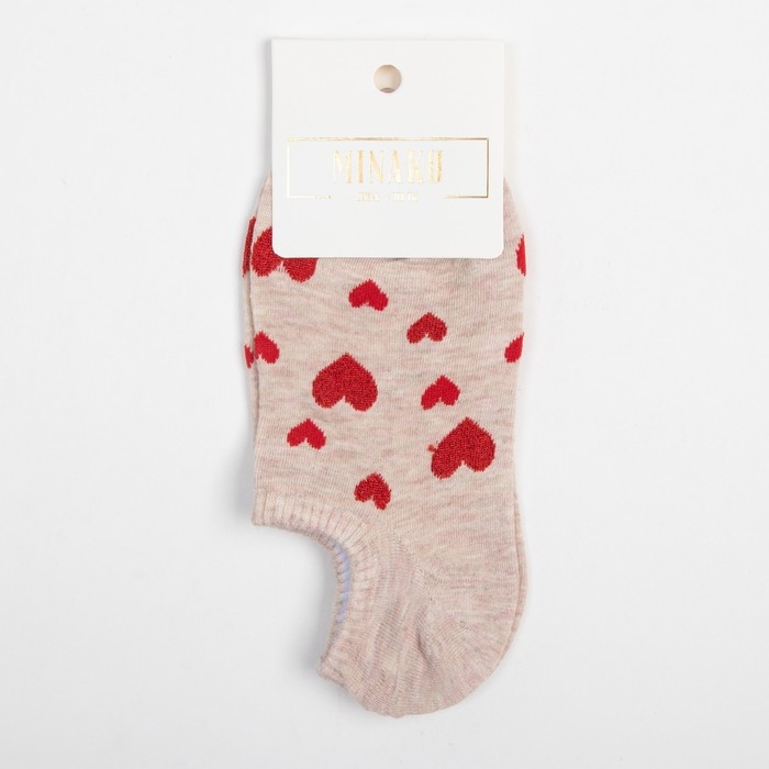 Носки женские MINAKU &laquo;Сердце&raquo;, цвет бежевый, размер 36-37 (23 см)
