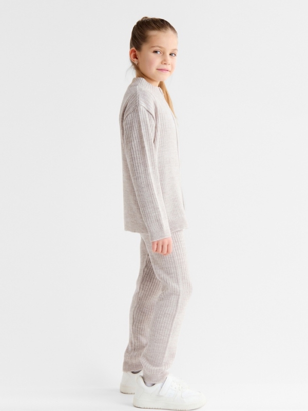 Костюм детский вязаный (кофта и брюки) MINAKU, цвет бежевый, рост 116 см