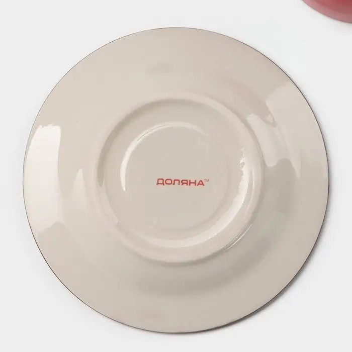 Чайная пара керамическая Доляна &laquo;Морской мир&raquo;, чашка 200 мл, блюдце d=14,5 см, цвет красный