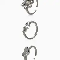 Кольцо детское набор 3шт. "Выбражулька" стиль, смайл, цвет серебро