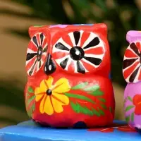 Сувенир "Пара совят" дерево 14х7х9 см, цв. красный/сиреневый