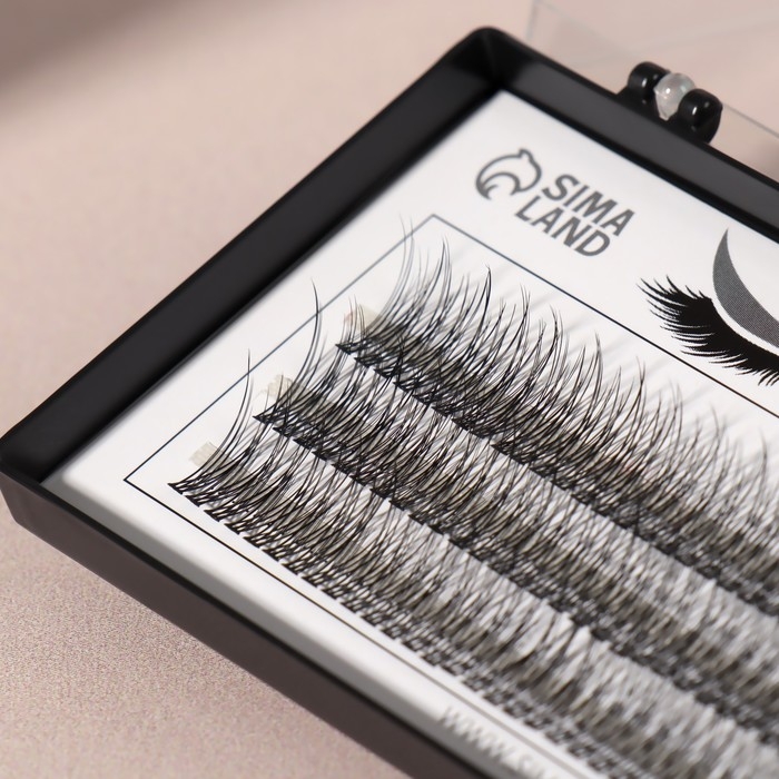 Набор накладных ресниц &laquo;Ласточкин хвост&raquo;, пучки, 14 мм, толщина 0,07 мм, изгиб С, 12 D