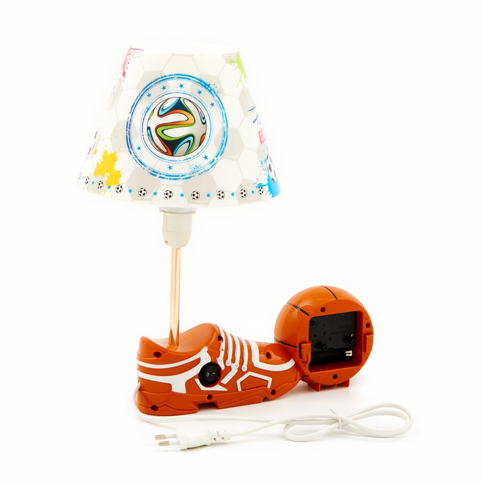 Часы с подсветкой "Футбол" детские настольные, плавный ход, на батарейках АА