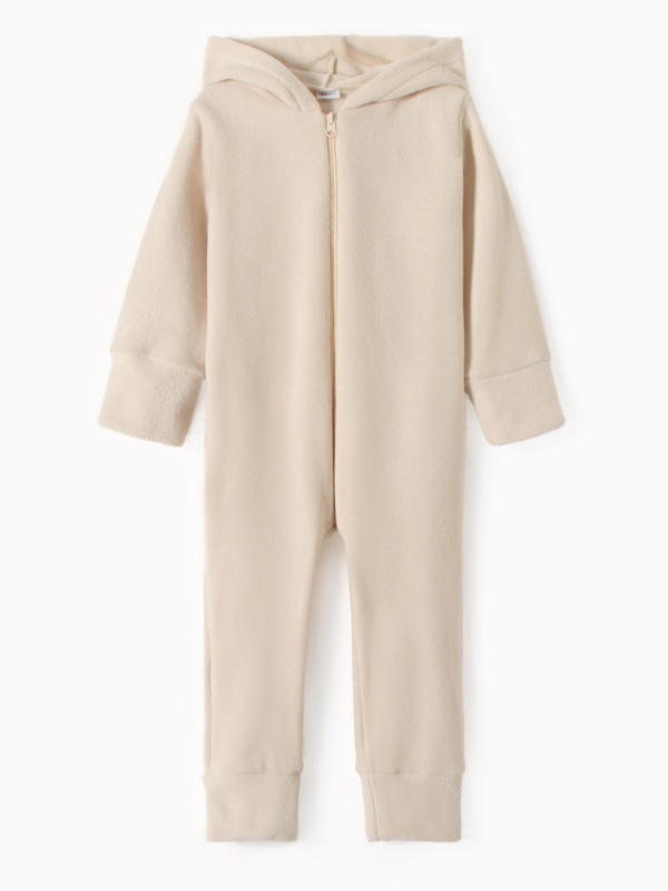 Комбинезон флисовый детский MINAKU: Fleece Soft, цвет бежевый, рост 98 см