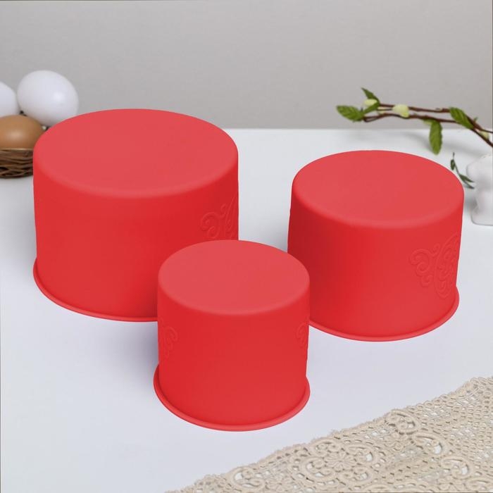 Набор силиконовых форм для выпечки на пасху &laquo;ХВ&raquo; красные, 3 шт.