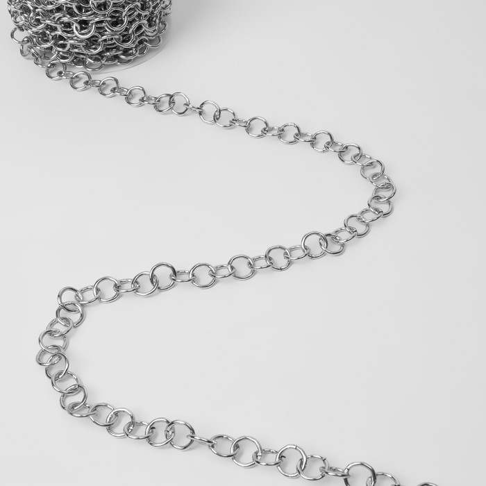 Цепочка для сумки, металлическая, d = 12 мм, 10 &plusmn; 0,5 м, цвет серебряный