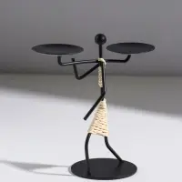 Подсвечник металл на 2 свечи "Абориген с коромыслом" d=6 см 17х8х17 см