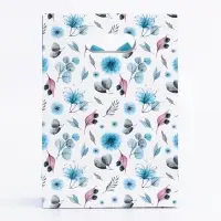 Подарочная коробка - пакет, упаковка с вырубной ручкой, &laquo;Голубые васильки&raquo;, 14&times;6&times;21 см