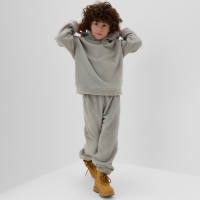 Костюм флисовый (худи и брюки) детский MINAKU: Fleece Soft, цвет графит, рост 122 см