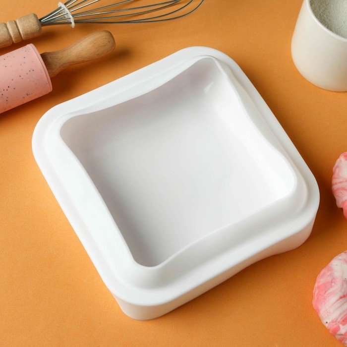 Форма для муссовых десертов и выпечки KONFINETTA «Квадро», силикон, 18,5×5 см, цвет белый Форма для муссовых десертов и выпечки KONFINETTA «Квадро», силикон, 18,5×5 см, цвет белый