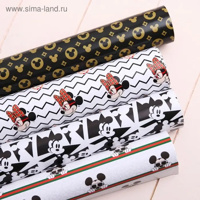 Бумага упаковочная глянцевая &laquo;Mickey!&raquo;, Микки Маус, 60х90 см