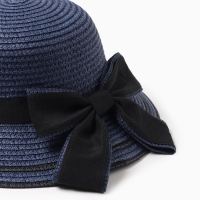 Шляпа для девочки MINAKU "Модница", цвет синий, р-р 52 Шляпа для девочки MINAKU "Модница", цвет синий, р-р 52