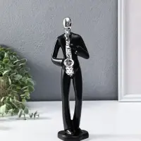 Сувенир полистоун "Саксофонист" чёрный с серебром 7х8,5х27,5 см