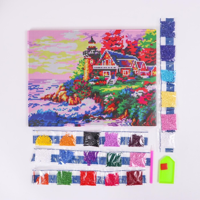 Алмазная мозаика с полным заполнением на подрамнике «Домик у моря», 30 x 40 см Алмазная мозаика с полным заполнением на подрамнике «Домик у моря», 30 x 40 см