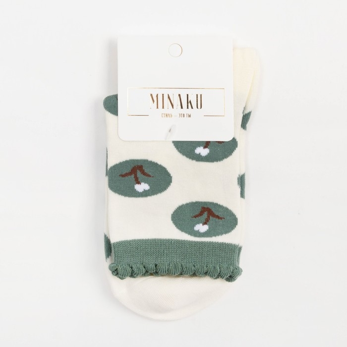 Носки женские MINAKU &laquo;Подснежники&raquo;, цвет зелёный, размер 36-39 (23-25 см)