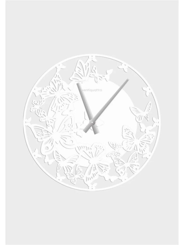 Часы настенные "Farfalle", бабочки, интерьерные, плавный ход, d-33,5 см, белые