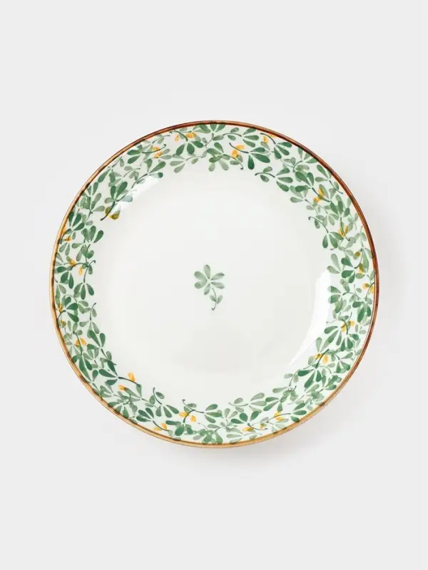 Тарелка &laquo;Гармония лепестков&raquo;, d=18.5 см, фарфор, белая, зелёная