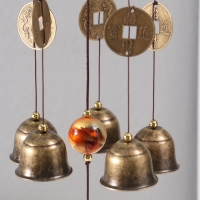 Музыка ветра металл от сглаза "Инь-Ян" 5 колокольчиков h=60см