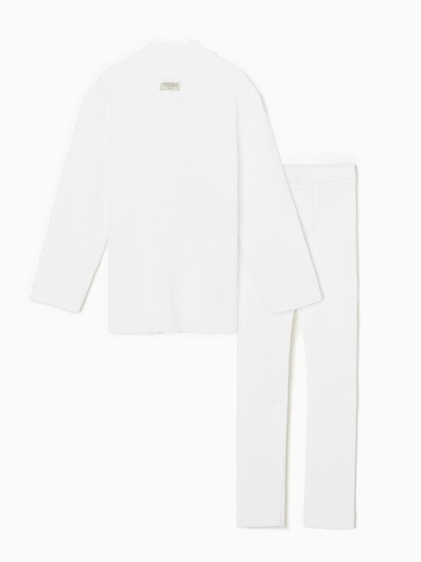 Костюм детский вязаный (кофта и брюки) MINAKU, цвет белый, рост 110 см