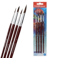 Набор кистей, пони, 4 штуки, ErichKrause для акварели и гуаши, блистер Набор кистей, пони, 4 штуки, ErichKrause для акварели и гуаши, блистер