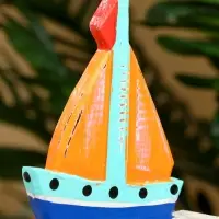 Календарь настольный "Парусник" дерево 11х5х16 см, цв. оранжевый