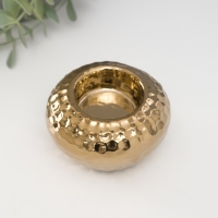 Подсвечник керамика на 1 свечу "Капли дождя на шаре" d=4 см золото 8х8х5 см