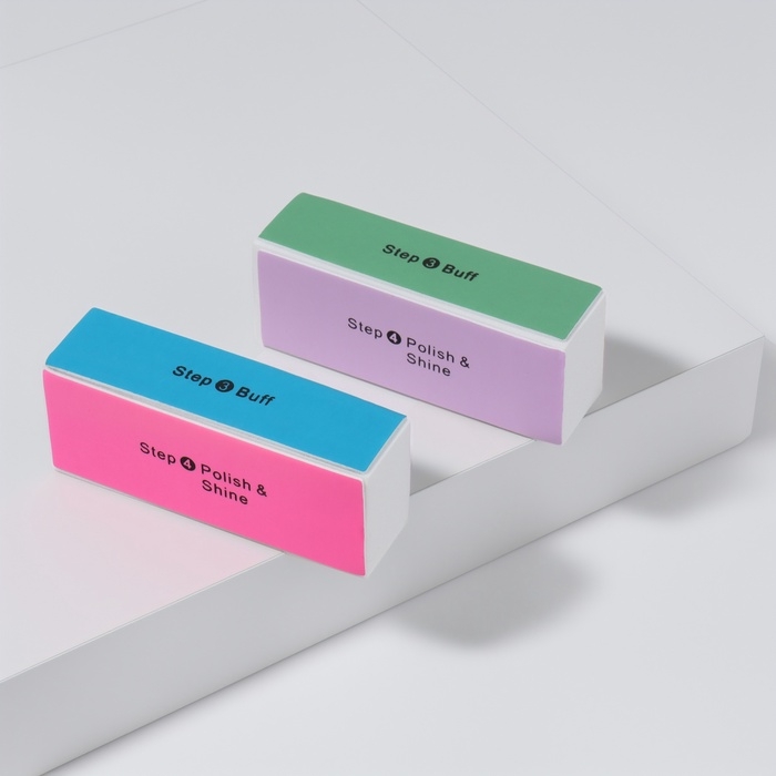 Баф для полировки ногтей, четырёхсторонний, 9 &times; 3,5 &times; 2,5 см, цвет МИКС