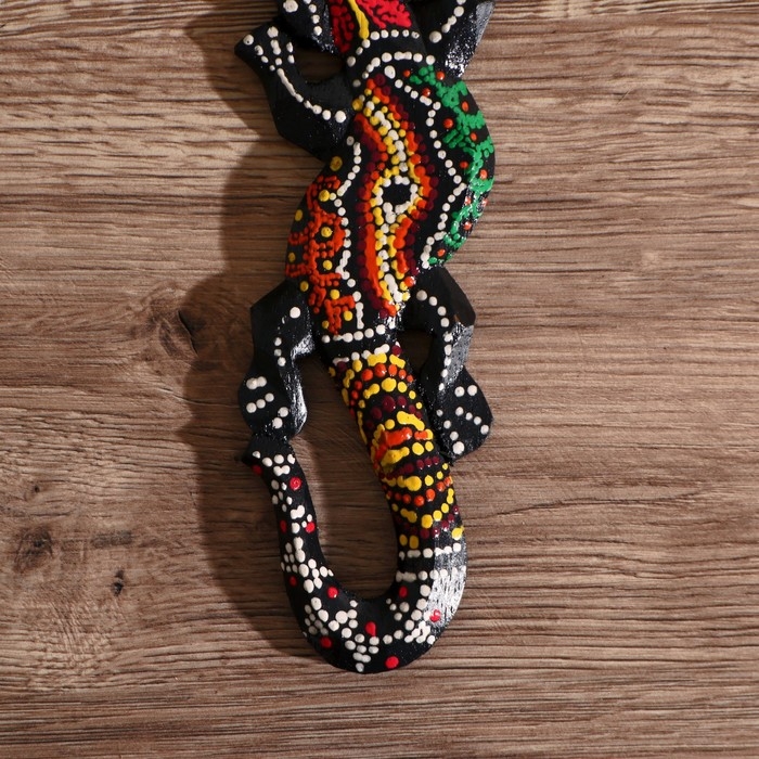 Панно настенное "Геккон цветной" дерево 20х6х1 см